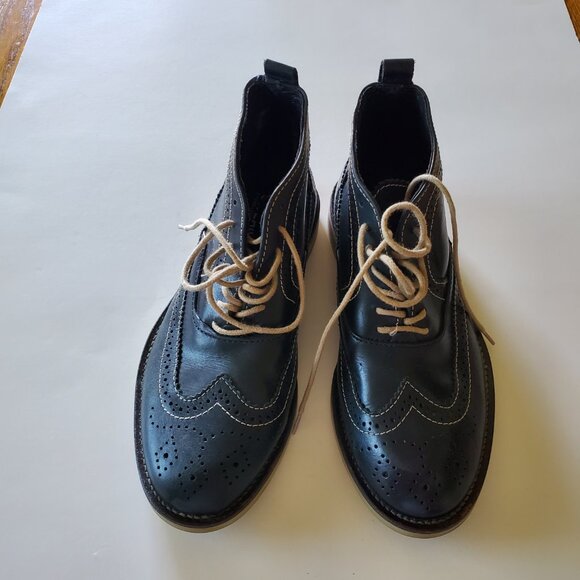 Swear Charlotte 6 made in Portugal Leather Ankle Boot Navy Blue Wing Tip Size 41 - Picture 4 of 11